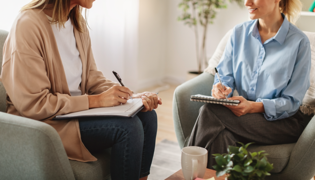 women at therapy setting